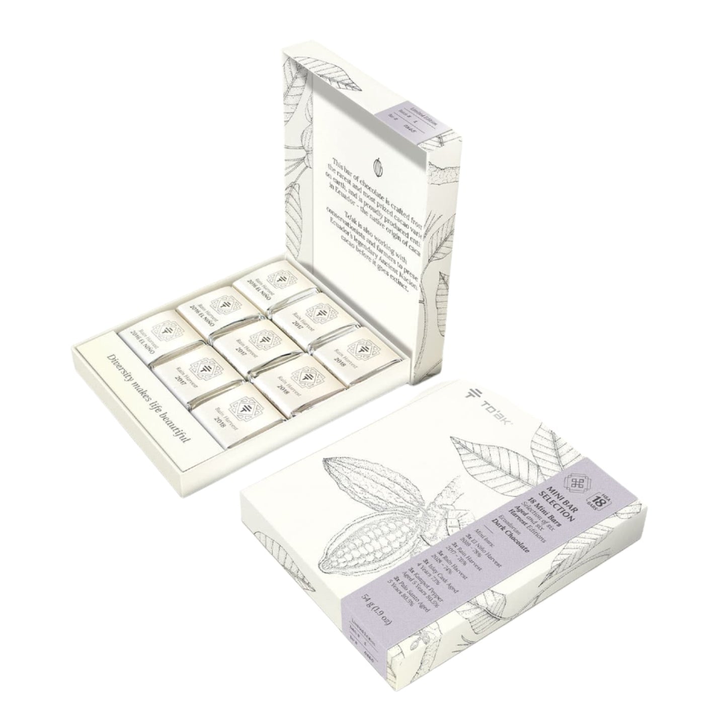 18 Mini Bars (Harvest & Aged) by To'ak Chocolate